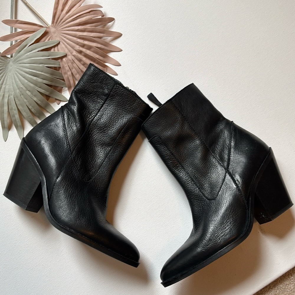 Mango Black Heeled Leather Boots